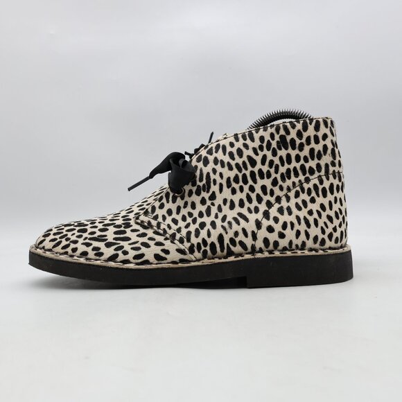 Clarks Leather Desert 2 Boots Women's Size 8.5 M Black White Calf Hair Chukka - Picture 4 of 12